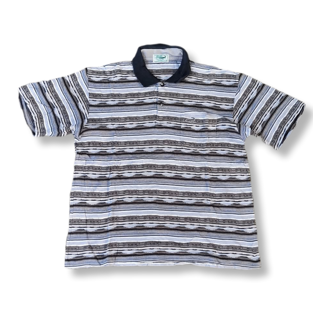 CROCODILE STRIPE NAVAJO POCKET POLO SHIRT | KAOS POLO | MNZA 5