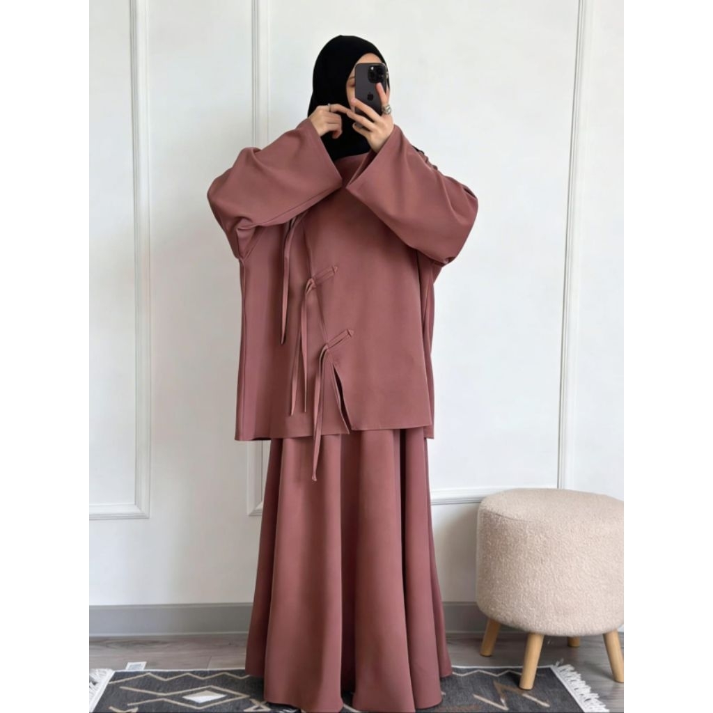 Jhea Onset Cheongsam Abaya Muslim Wanita Terbaru Bahan Anti UV