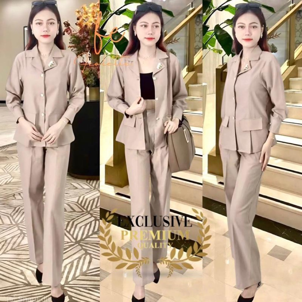 FCOLETTE - Jennie Blazer Set Wanita Modern 2026 [Eksklusif Premium] | Setelan Blazer Kantor Resmi Ga
