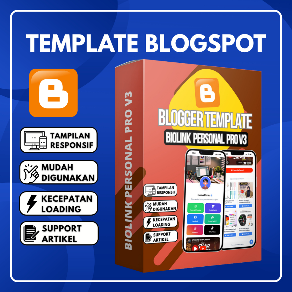 Template Blogger Biolink Personal V3 Pro | Mudah Digunakan Lengkap Dengan Panduan & Update