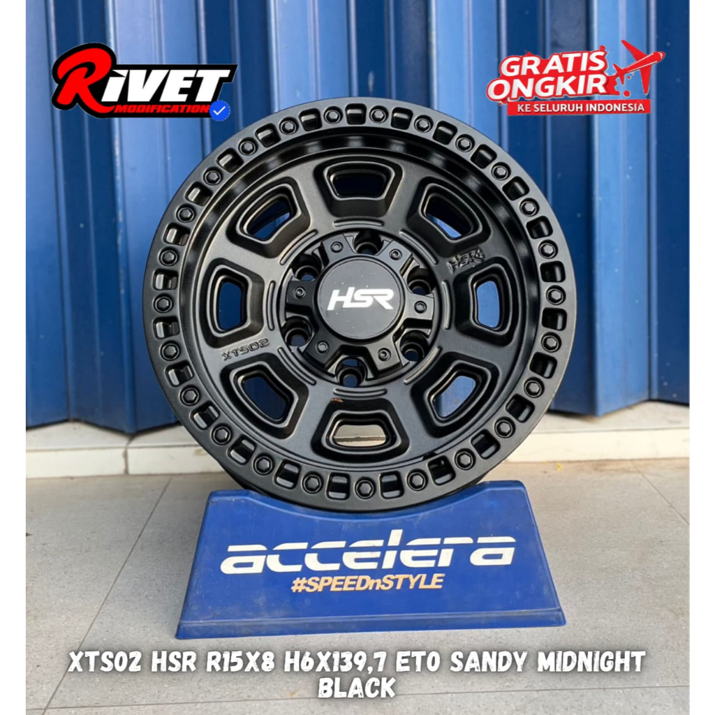 VELG OFFROAD HSR XTS02 RING 15 PCD 6X139,7 BLACK UNTUK PHANTER EVEREST RANGERS Dll PELEK HSR RING 15