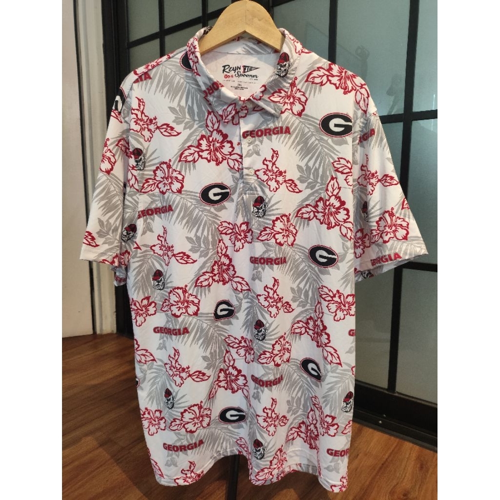 [PRELOVED]Kaos polo Men's Reyn Spooner White Georgia Bulldogs Performance-Size 2XL