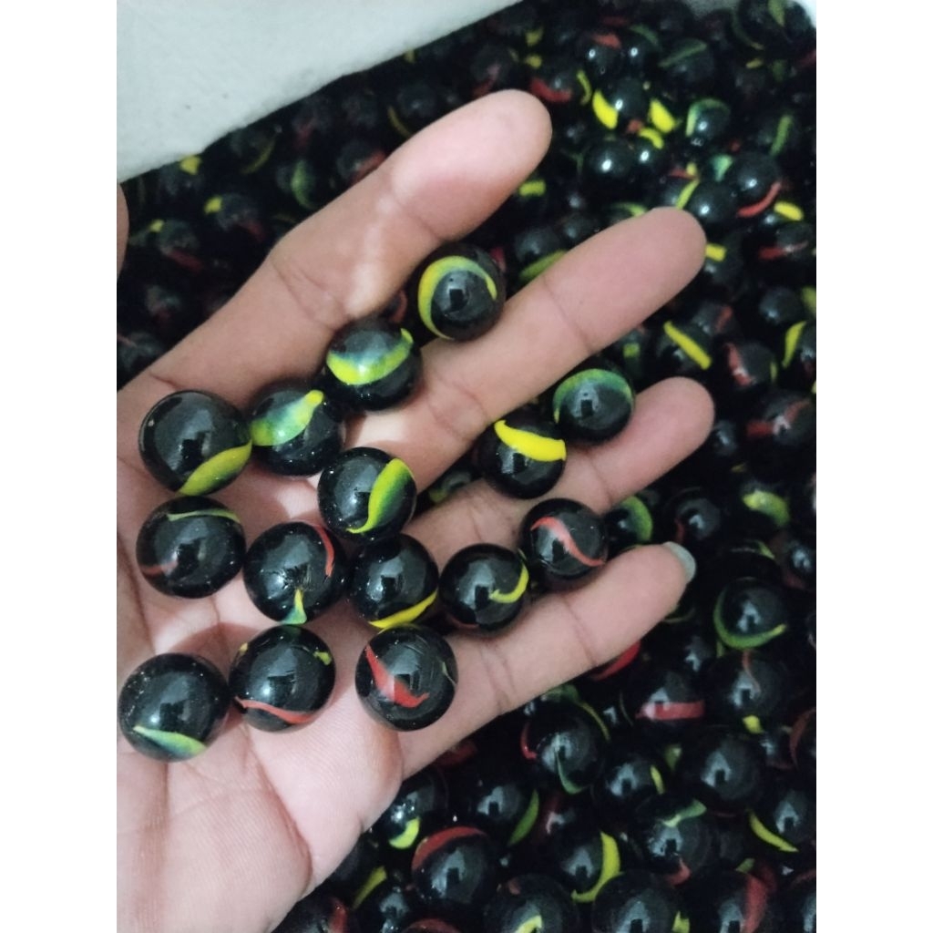 100 Pcs Kelereng Metalik Hitam - Kebiruan, Keren, Tahan Lama