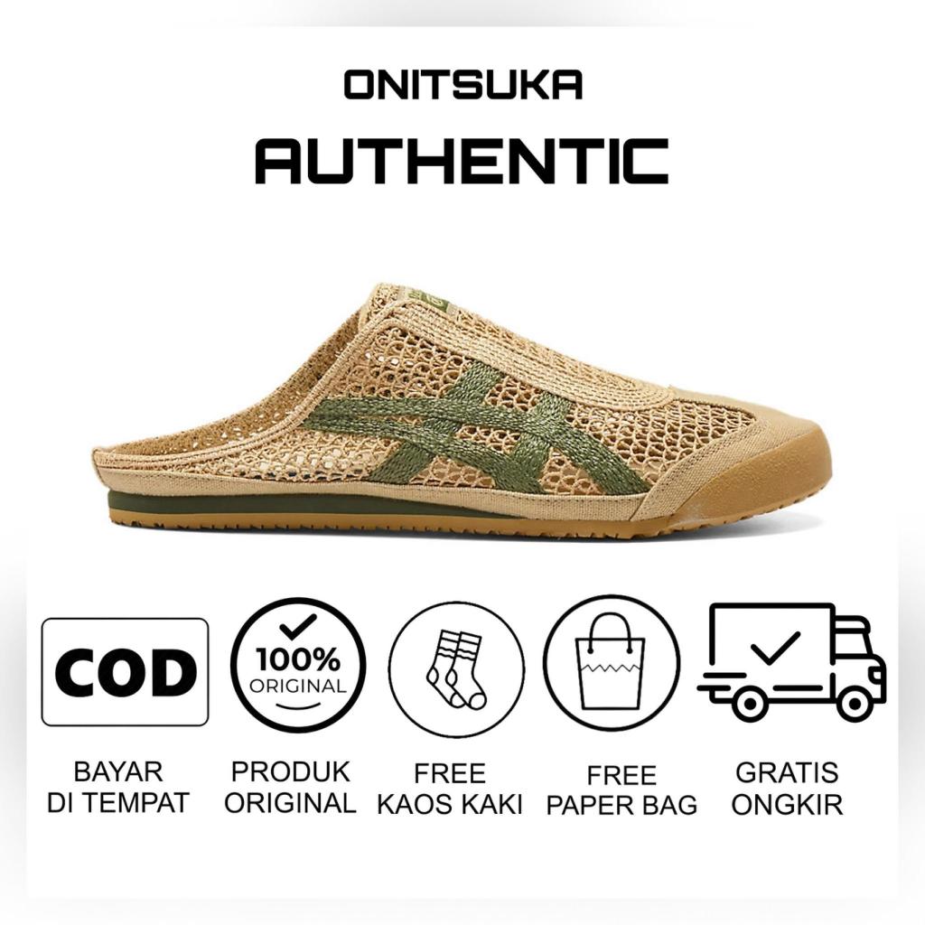 Sepatu Onitsuka Tiger Mexico 66 Sabot Beige Green Original / Sepatu Wanita / Sandal Wanita / Sneaker
