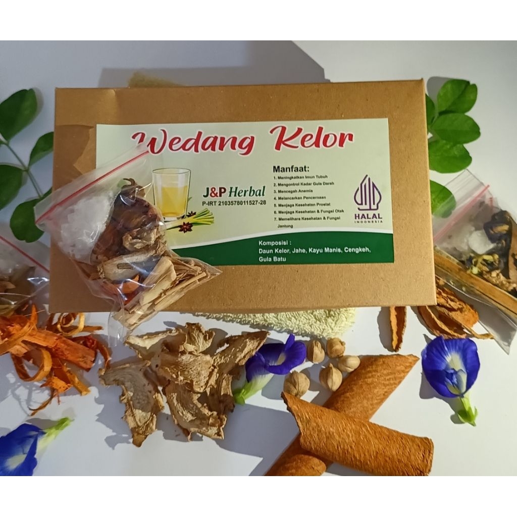 isi 10 bungkus wedang daun kelor rempah premium J&P herbal komplit dengan gula batu