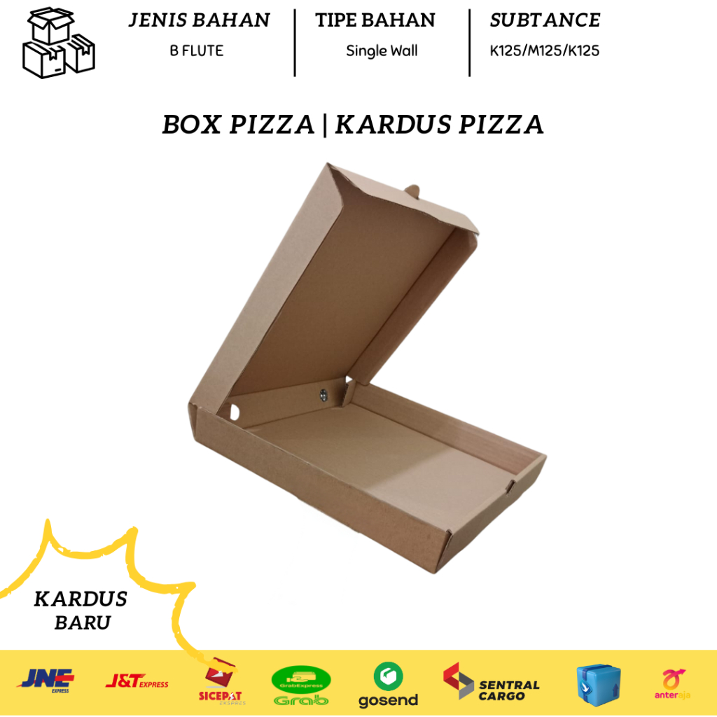 Kardus Pizza Ukuran 26x26x4,5 cm / Box Pizza / Diecut