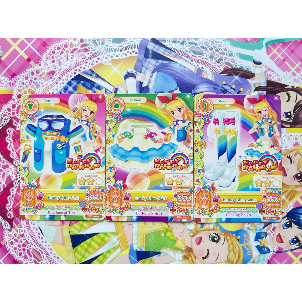 Kartu Aikatsu Funky Blue Set Promotion Fanbook Happy Rainbow Ichigo Hoshimiya Original Langka Rare O
