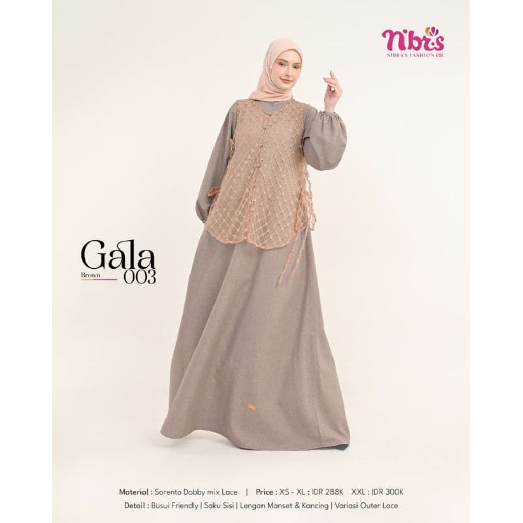 GAMIS NIBRAS GAMIS WANITA GALA 003 DRESS WANITA BUSANA MUSLIM WANITA BUSANA NIBRAS