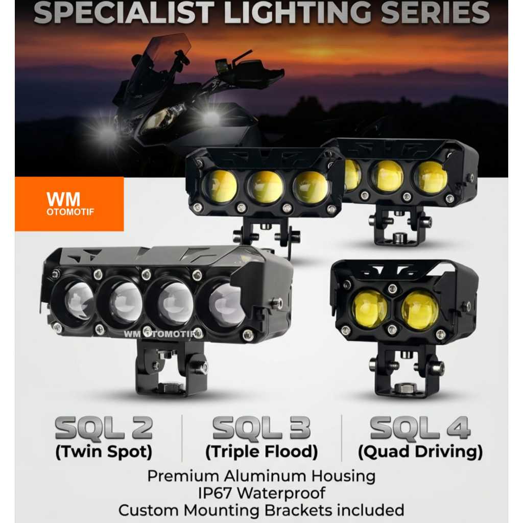 Lampu Tembak Sorot Laser Gun SQL 2 LED 3 LED 4 LED Mata Bluelens Kipas Pendingin Putih Kuning 2 Warn