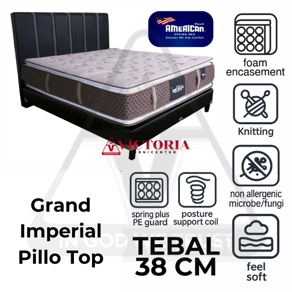 American Grand Imperial Pillow Top 200x200 Mattrass Only Springbed Kasur Saja