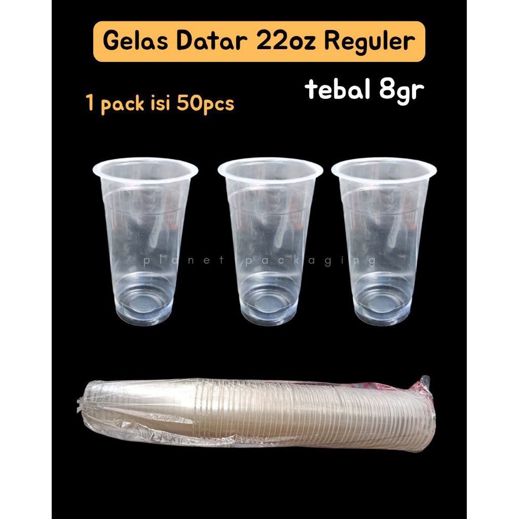 [Isi 50pc] Cup Gelas 22oz / Gelas Es Teh Jumbo 22oz Reguler / Cup 22oz Tebal 8gr Reguler / Cup 22oz