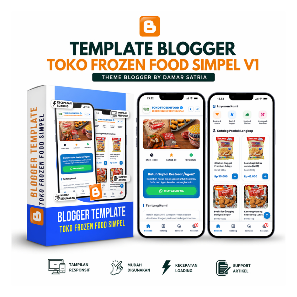 Template Blogspot Blogger Toko Frozen Food Simpel Responsif Mudah Digunakan