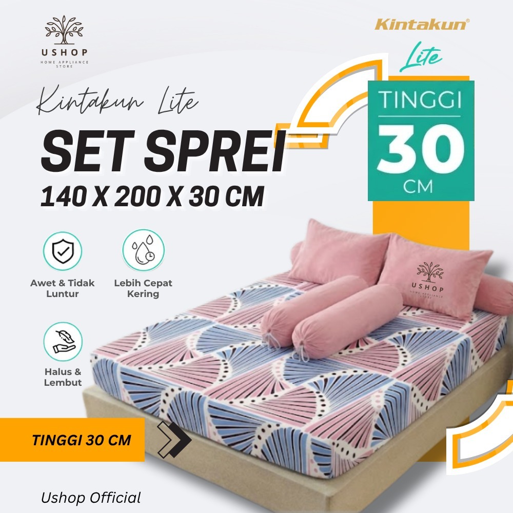 KINTAKUN LITE Sprei 140x200 Tinggi 30 cm Microtex Disperse Tidak Luntur Awet Lembut SP T30 USHOP