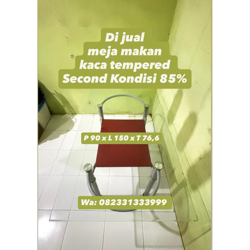 meja makan kaca tempert dining table bekas