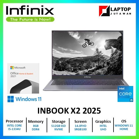 Infinix Inbook X2 Laptop 2025  Core i5-1334U 8GB 512GB SSD Win11 Home 14.0 FHD SRGB100