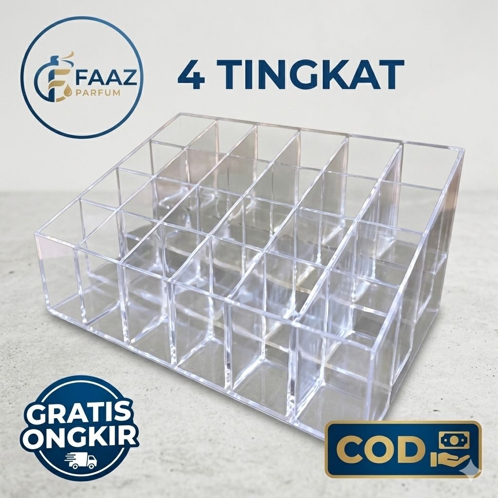 Rak Parfum Roll On / Lipstik Akrilik Transparan 24 Slot