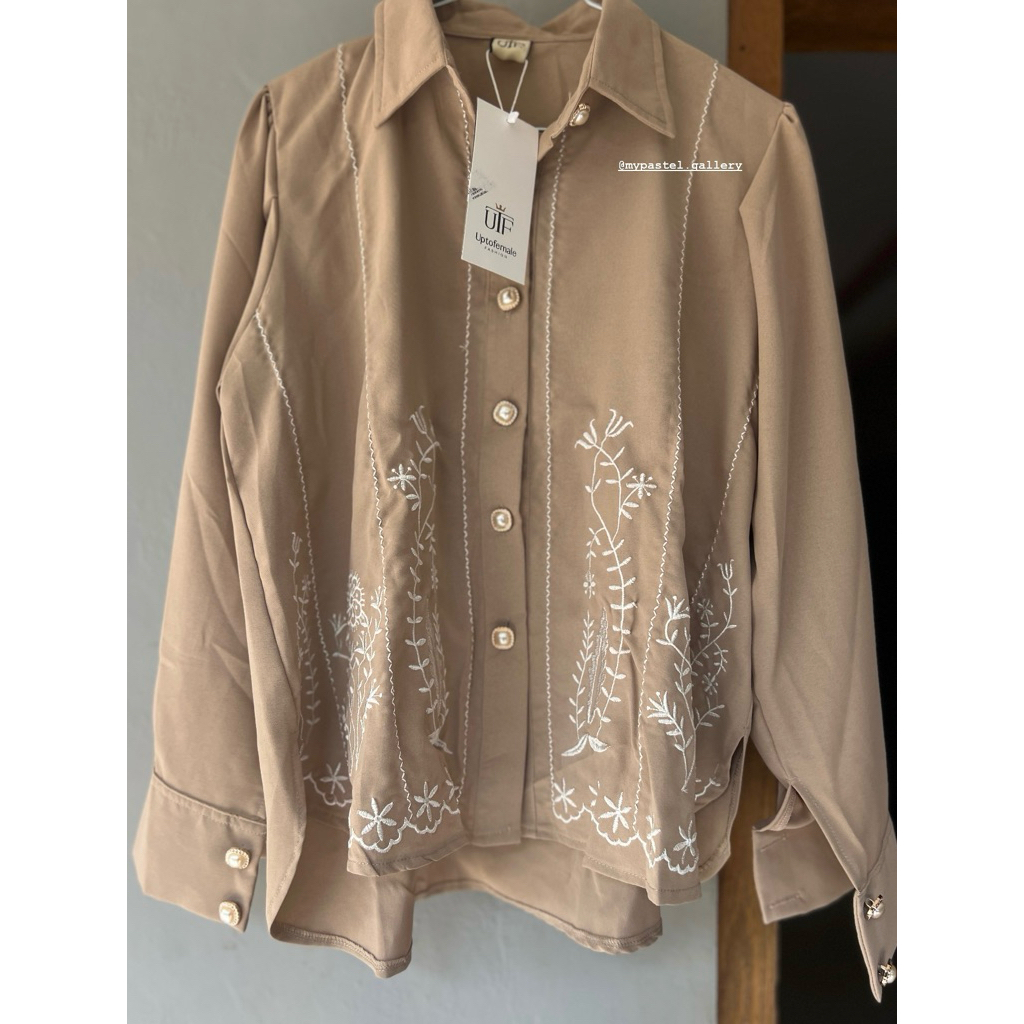 NEW KEMEJA WANITA PRINTING BUNGA COKSU BY TALUBA ATELIER / ATASAN KEMEJA WANITA DUSTY PINK BY GHANIF