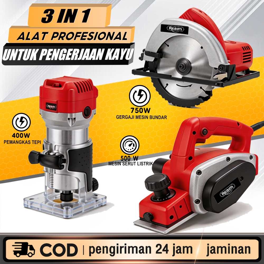 REAIM Mesin Serut Kayu Dan Circular Saw Dan Mesin Profil Kayu 3in1 Kombinasi Pertukangan Alat
