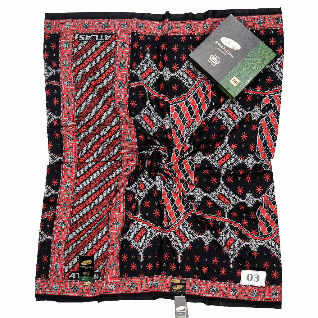 Sarung ATLAS Super Premium Gold S920  Motif PBC Varian Hitam Putih Warna Harga Terjangkau