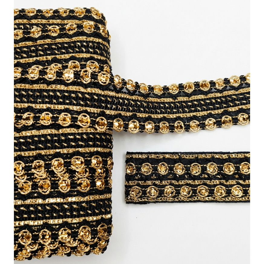 Renda Tengah / renda mote / renda pita / renda hitam / renda india 2.5cm