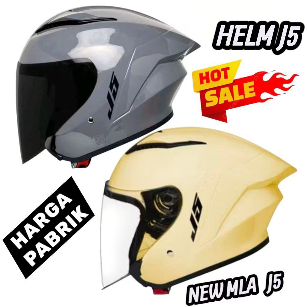 HELM J5/J9  XYZ / MLA Solid Grey Glosy Terbaru Dewasa Pria Wanita SNI Bisa Cod Helem Half face