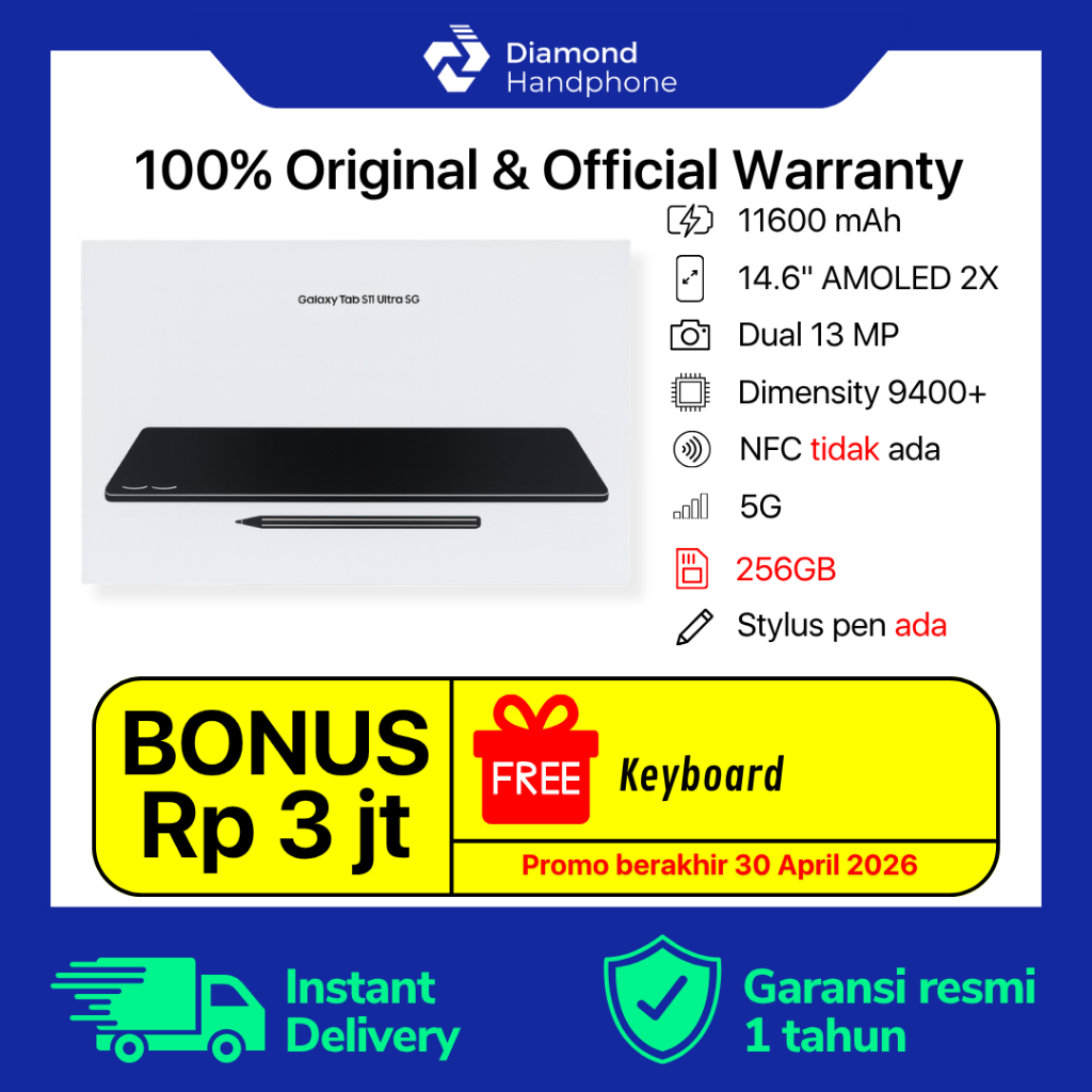 Samsung Galaxy Tab S11 Ultra 5G 12/256 12/256GB 12GB 256GB Garansi Resmi