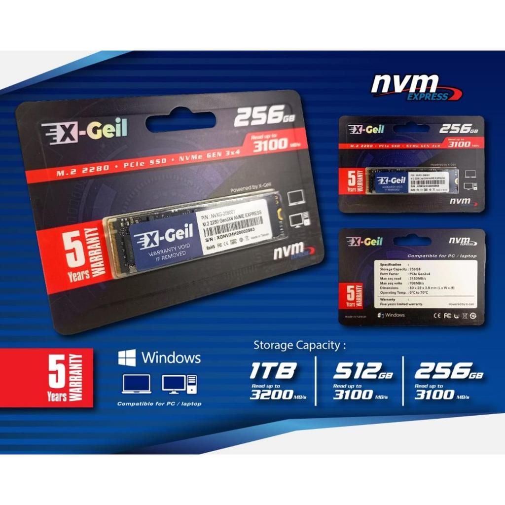 X-GEIL SSD M.2 NVME 256GB X-GEIL GEN3 PCIE 3.0 M2 2280 - SSD 256GB NVME XGEIL
