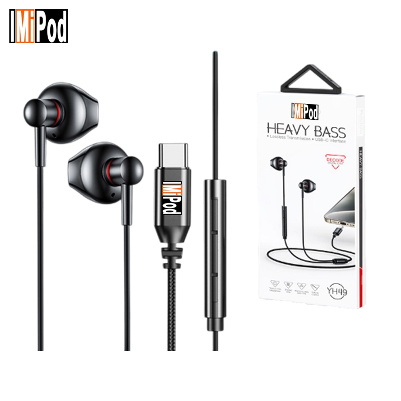 lMiPod YH49 Earphone Colokan Type-C Headphone Super Bass