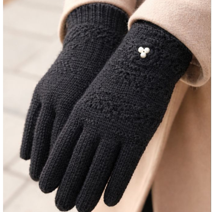 Sarung Tangan Wanita Rajut Tebal Hangat Motif Bunga | Winter Gloves Korea Style