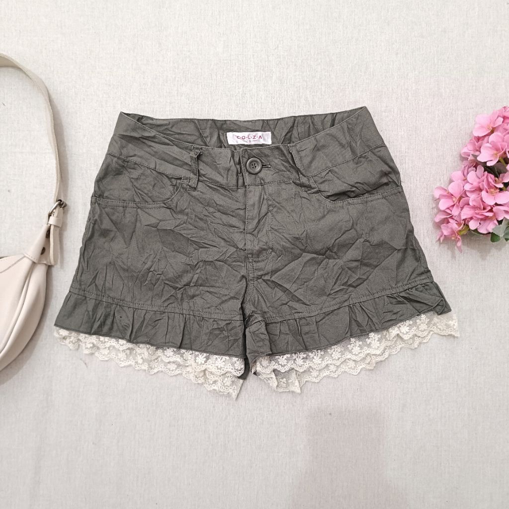 “Celana Pendek Wanita COLZA | Shorts Lace Layer Korean Style Cute Feminine”
