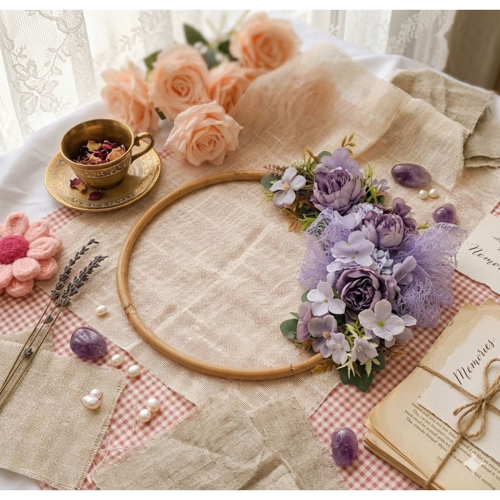 wreath flower / hiasan rotan /bunga rotan / rotan lingkar / ranting rotan / hiasan pintu