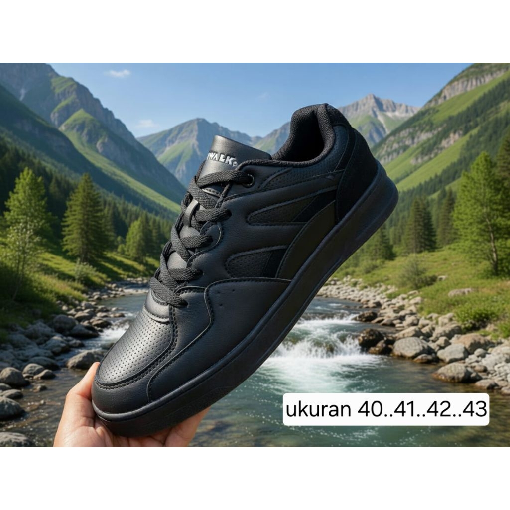 Sepatu airwalk tali hitam sepatu sekolah airwalk kane black sepatu hitam polos