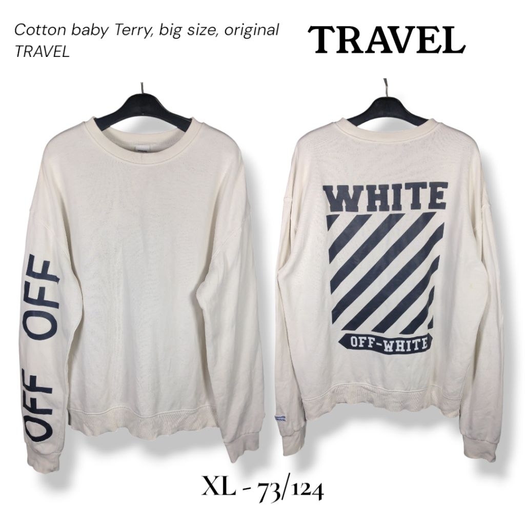 Travel Off White Sweater Sweatshirt Crewneck CN Size XL Putih Baby Terry