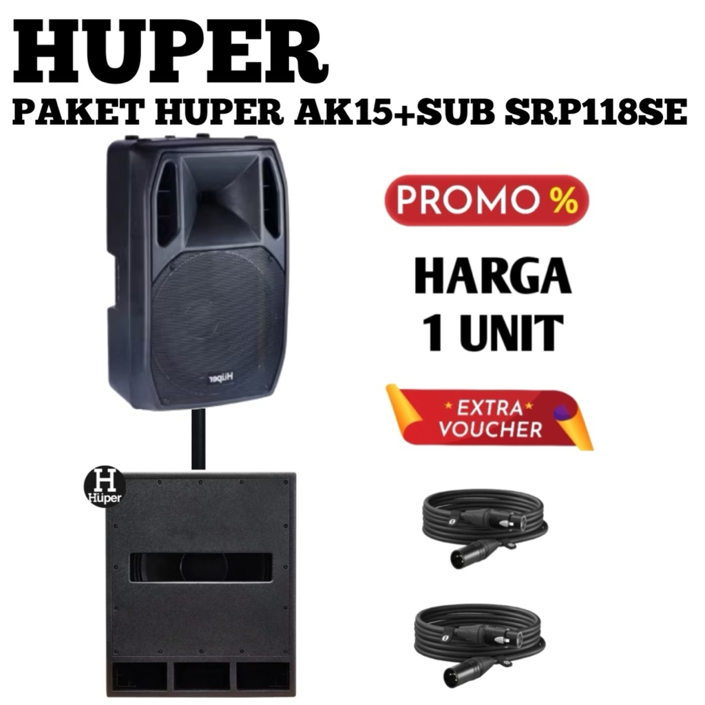 Paket Speaker Aktif Huper Ak15a+Subwoofer Huper Srp118se Original
