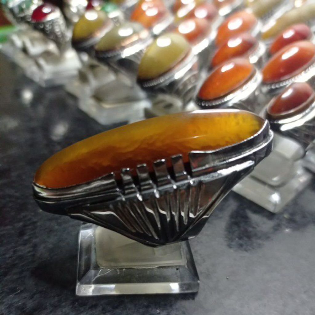 batu akik pandan ring monel