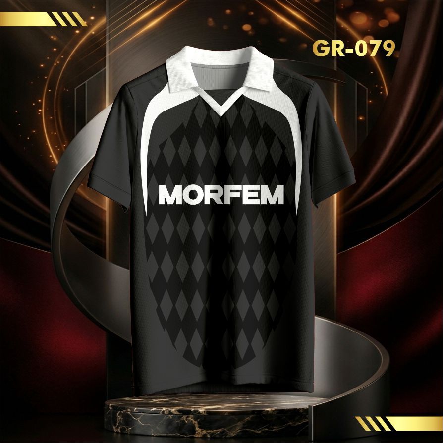 Jersey Jersey MORFEM Diamond Black Vintage V-Neck Unisex – Kaos Band Metal Full Print GR-079