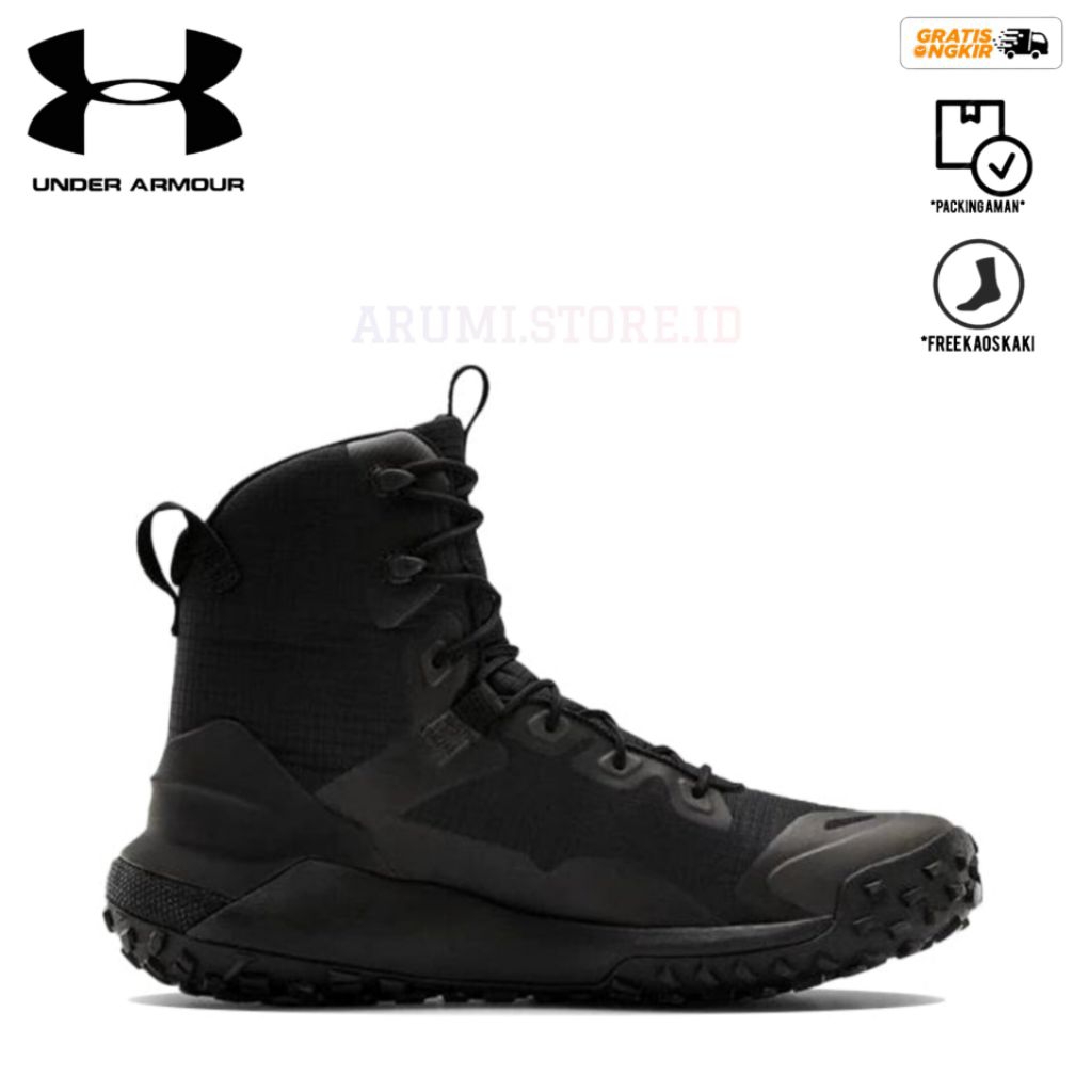 SEPATU BOOTS .U.A.HOVR DAWN PROJECT FULL BLACK
