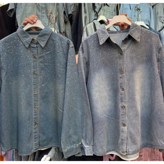 Kemeja Jeans Bkk || Kemeja Jeans blink blink by HELOWPA.ID