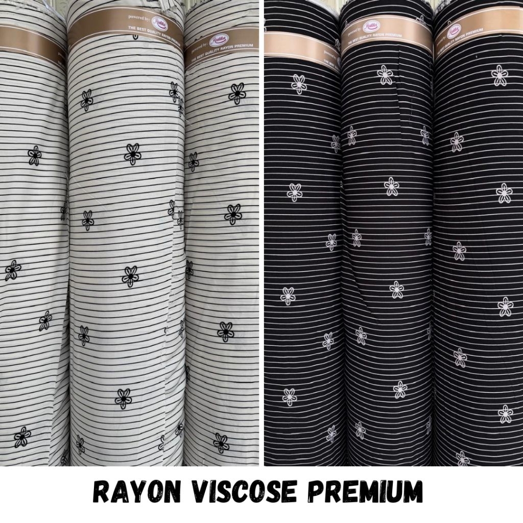 kain rayon katun rayon motif bunga salur kecil bahan daster mukena piyama dll
