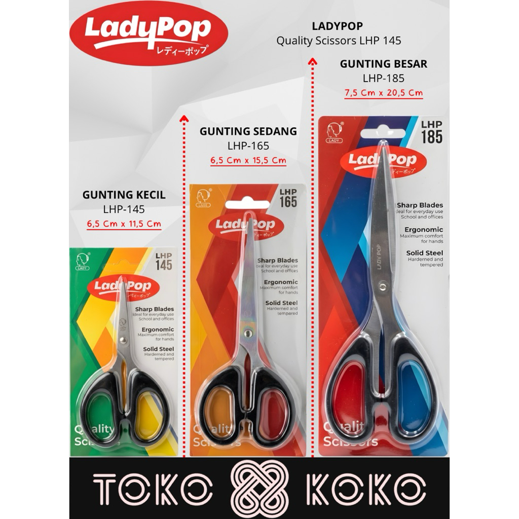 [1 PCS] LADYPOP Gunting Stainless LHP-145, LHP-165, LHP-185 / Gunting Kecil / Gunting Sedang / Gunti