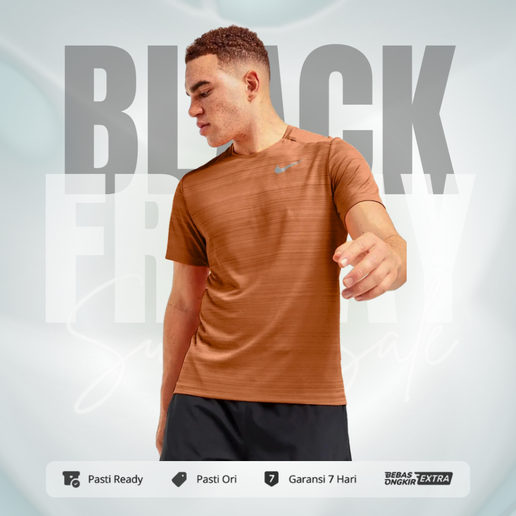 Kaos Nike Original Dri-Fit Miler Short-Sleeve Running Top - Dark Russet