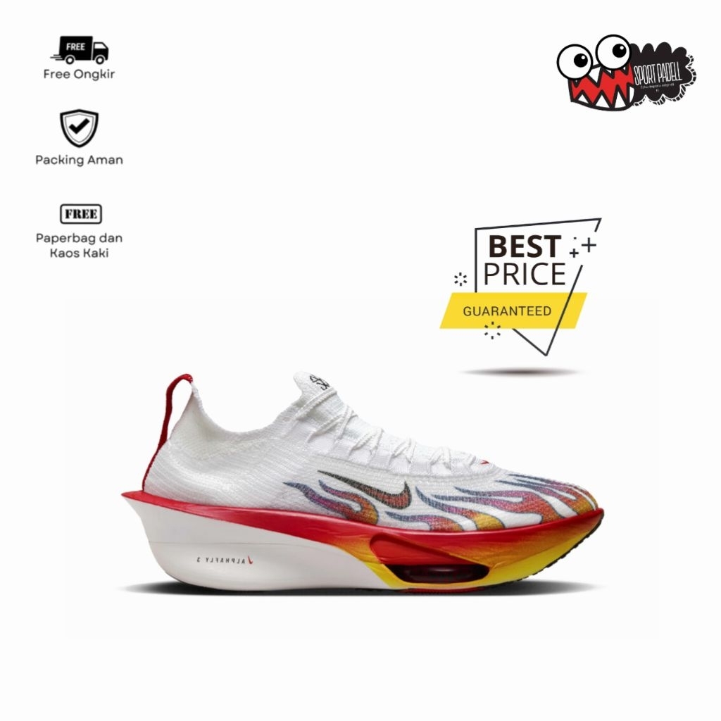 Sepatu Running Alphafly 3 White Black/University Red Men's