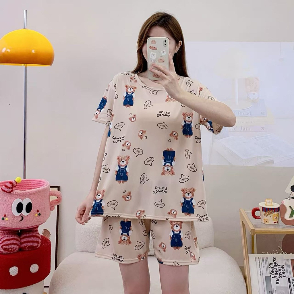 Baju tidur 3/4 import spandek wanita murah - COD
