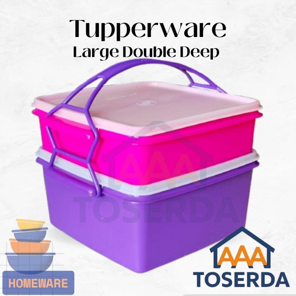 AAA Toserda | Tupperware Large Double Deep Rantang 2 Susun Original Tempat Makan Besar Anti Bocor Wa