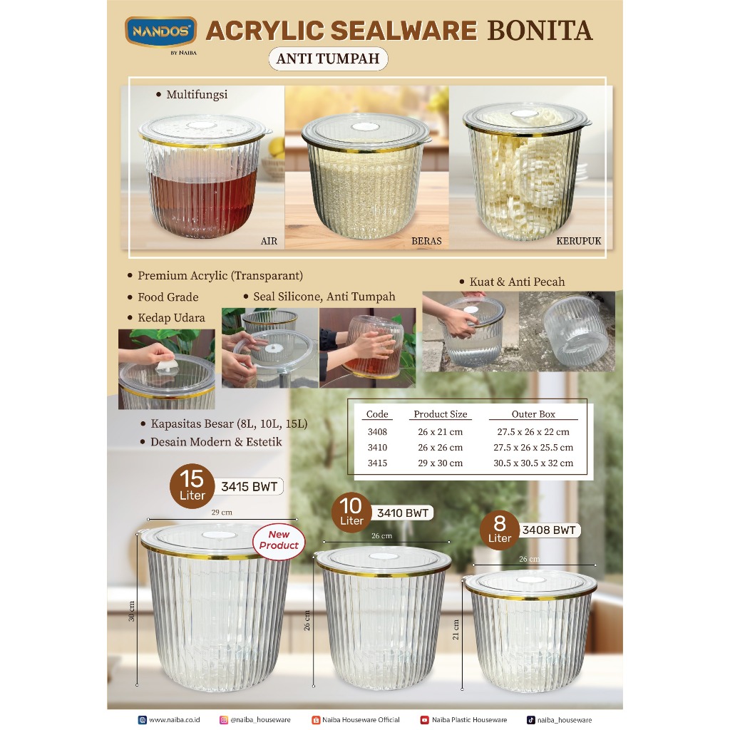 TOPLES KRISTAL AKRILIK NANDOS BONITA KEDAP UDARA ANTI PECAH / TOPLES KUE KERING TOPLES KERUPUK AESTH