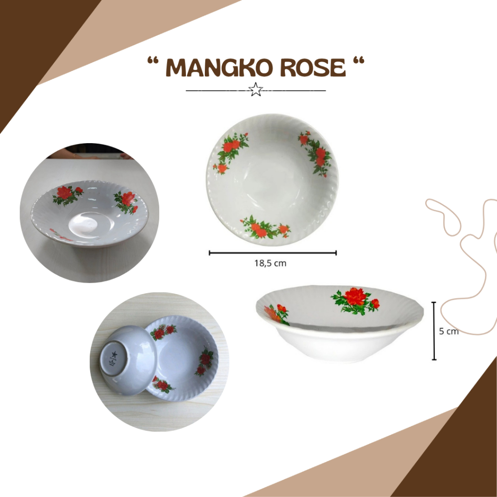Mangkok Makan Motif Rose Merah Mangkok Keramik Makan Bakso Soto Mangkok Keramik Motif Bunga Mangkok 