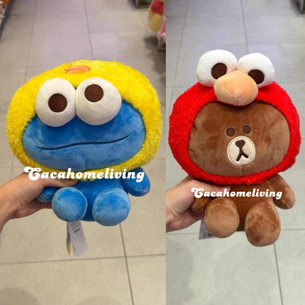 Miniso x Line Friends - Boneka Lucu / Plush Doll Line Friends x Sesame Street Hoodie Costume Collect