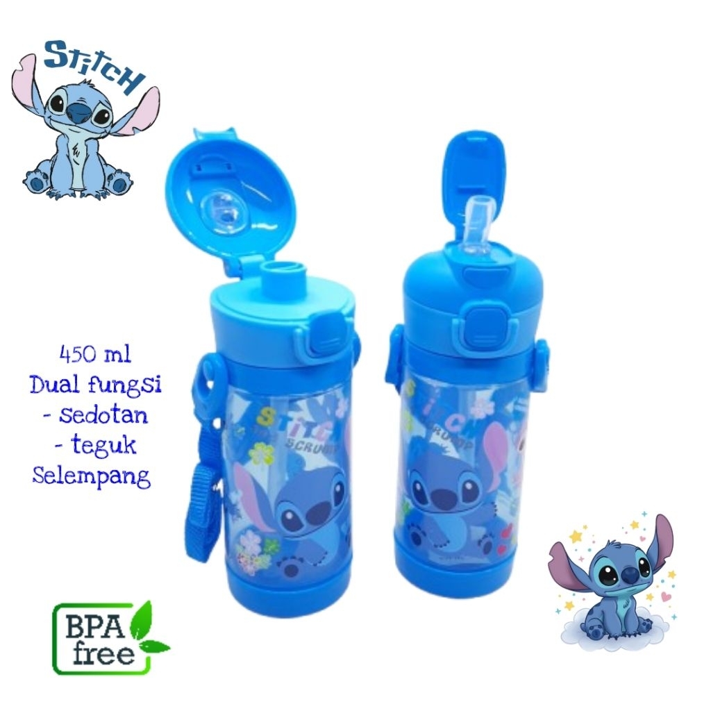Botol minum stitch sedotan teguk stitch