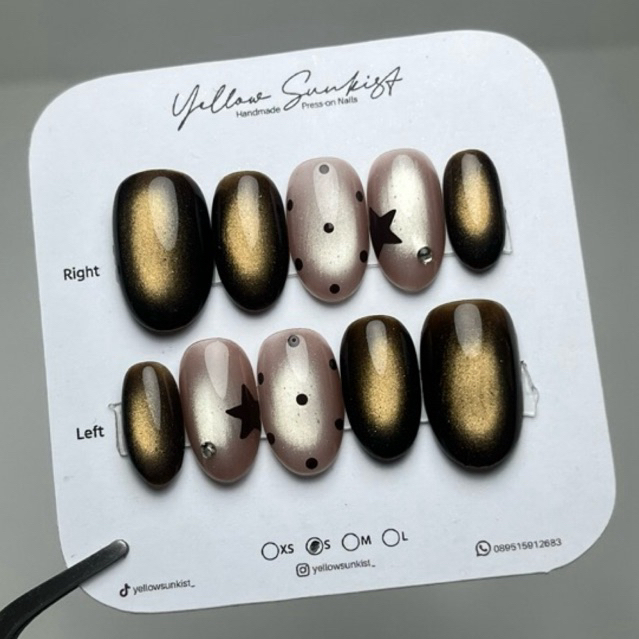 Brown to be A Star | Yellow Sunkist | Press-on Nails | custom | kuku palsu premium