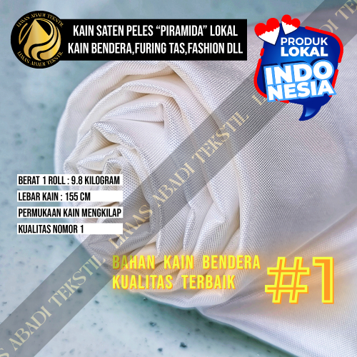 Kain Satin Peles PIRAMIDA(Broken White)1 Roll 50 100 Yard Setara Peles Kahatex Bahan Printing Sublim